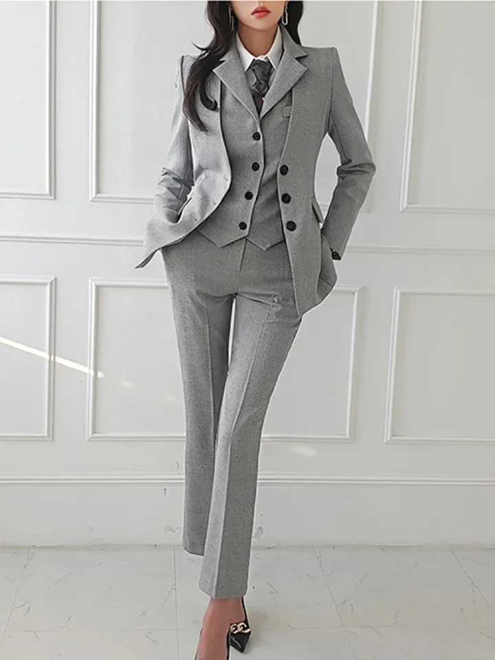 Womens retro high-quality office set womens work clothes OL underwear set womens jacket vest three piece set W241009