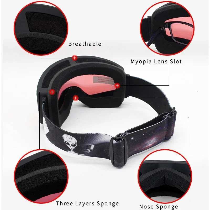 Ski goggles 2025 anti fog mens snow goggles mountain winter womens ski goggles double womens ski goggles motorcycle goggles CL241010