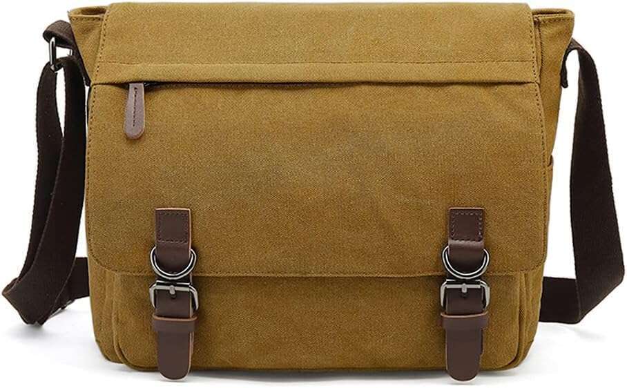 Messenger Canvas Vintage Bag Shoulder bag Leather Large Travel Crossbody bags for men women 15inch Laptop s wo