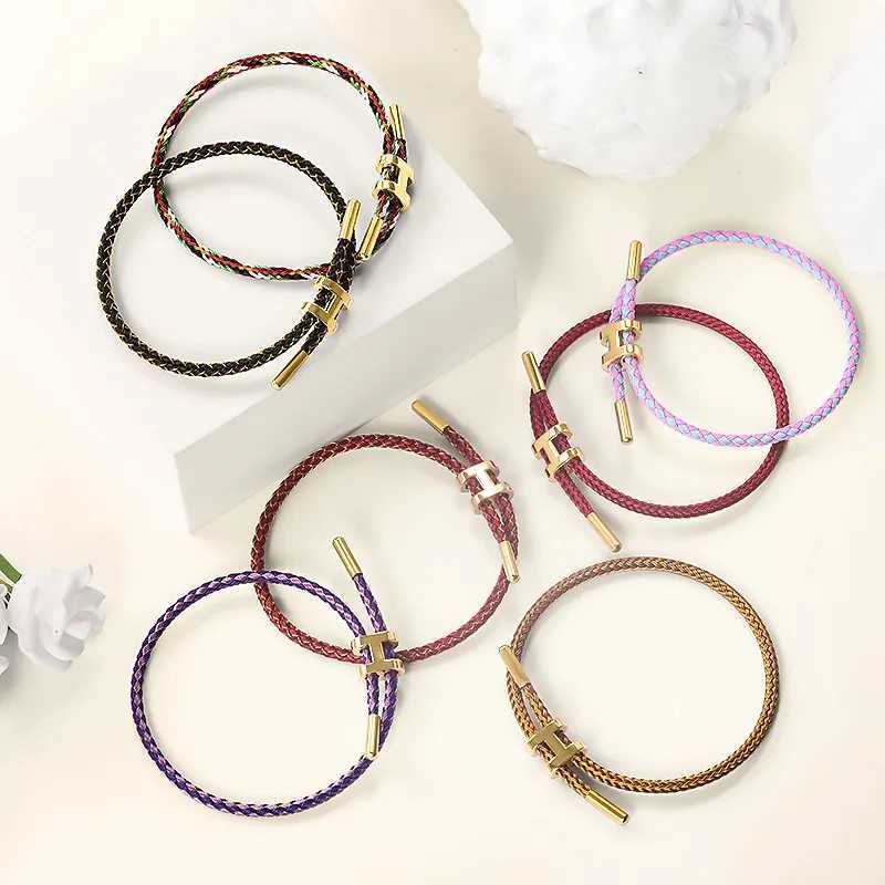 Charm Bracelets ALTERA New Fashion Colorful Charm Adjustable Bracelet Simple Stainless Steel Rope Bracelet Female BFF Couple Jewelry Gift J241010