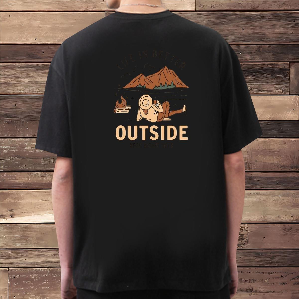 Soft T-Shirts for Men 100% Cotton 230g mountains Street Wear Custom Print Oversized Round Neck Short Sleeve Men Clothes T-Shirt 2024 New Top Tees