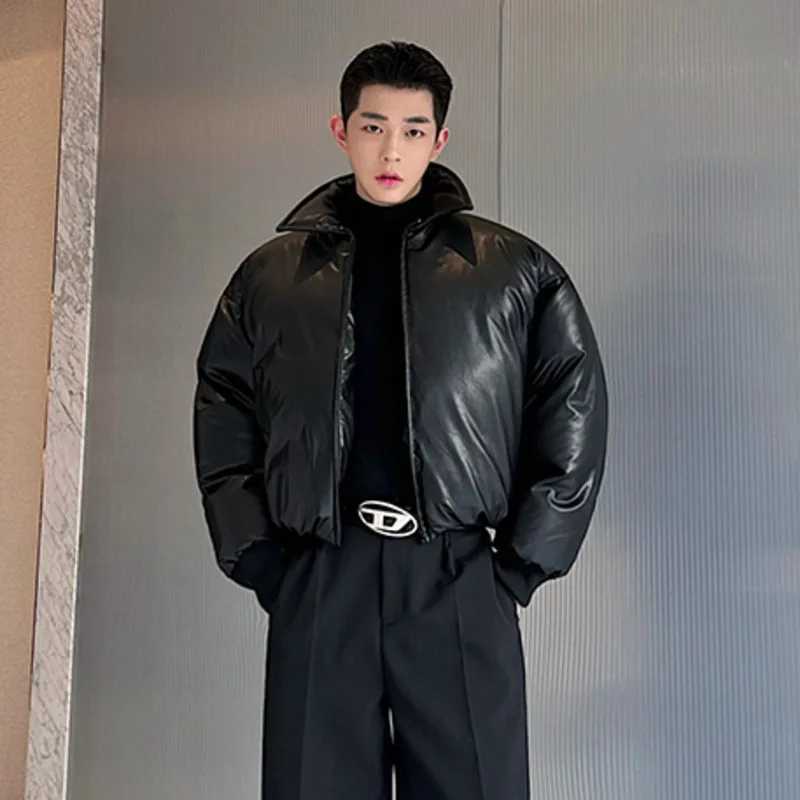 Mens Down Parkas IEFB winter mens cotton clothing ribbed cuffs zipper white duck down jacket loose niche design fashionable 2024 mens apron jacket 9C3