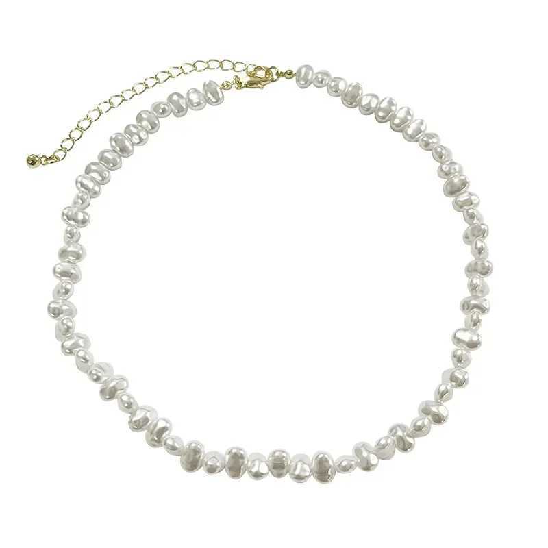 New Baroque Pearl Necklace for Women Simple Fashion Collarbone Chain White Choker Necklaces Designer Wedding Jewelry WholesaleX241009