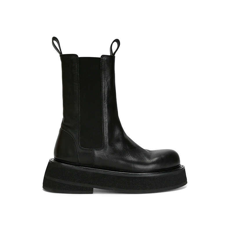 Thick Sole Fashion Boots Chelsea Short Women Boots Leather Martin Boots Shoes Winter Womens Wrinkled Boots Botas Fashion 240826