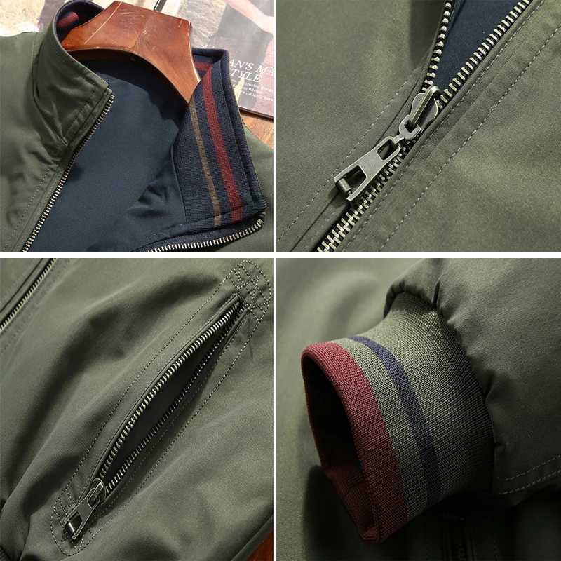 Spring and Autumn mens bomber jacket fashionable mens standing collar reversible jacket casual mens windproof jacket Z241010