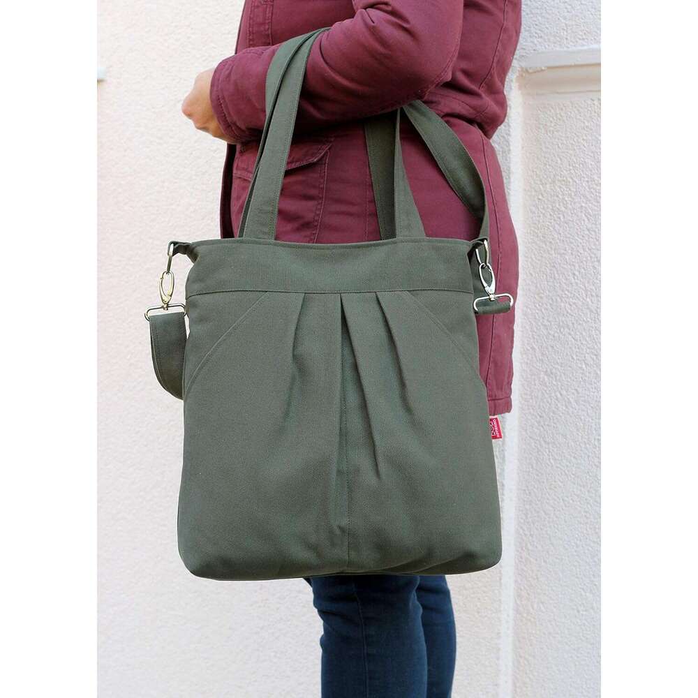 Large Carry All Tote Adjustable Crossbody Strap Zipper Closure Vegan Eco-Friendly Washable Casual Everyday Weekend Travel Shopping Bag