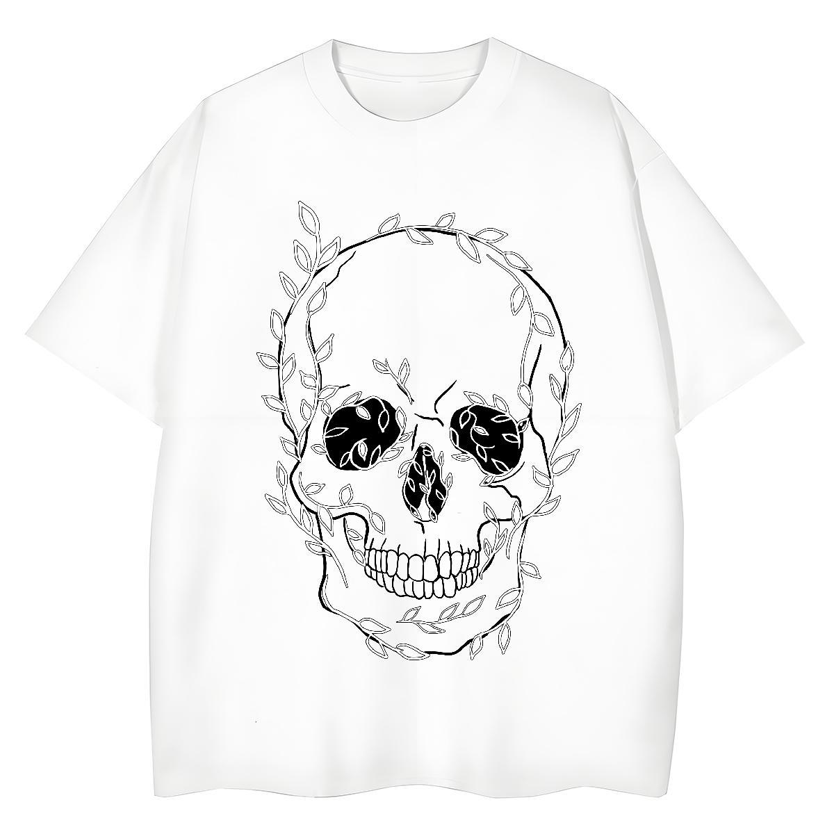 Unisex T-Shirts 230g Cotton skull Casual Beach Customized Print Breathable Crew Neck Men Tshirts Fashion New Clothes