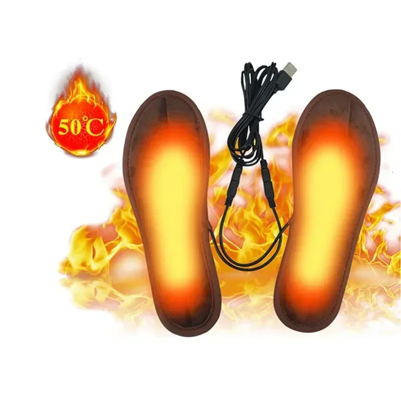 1 Pair Insoles Electric Heated Shoe Insoles Warm Socks Feet Heater USB Foot Winter Warmer Mh56 Camping Hiking Accessories 241010
