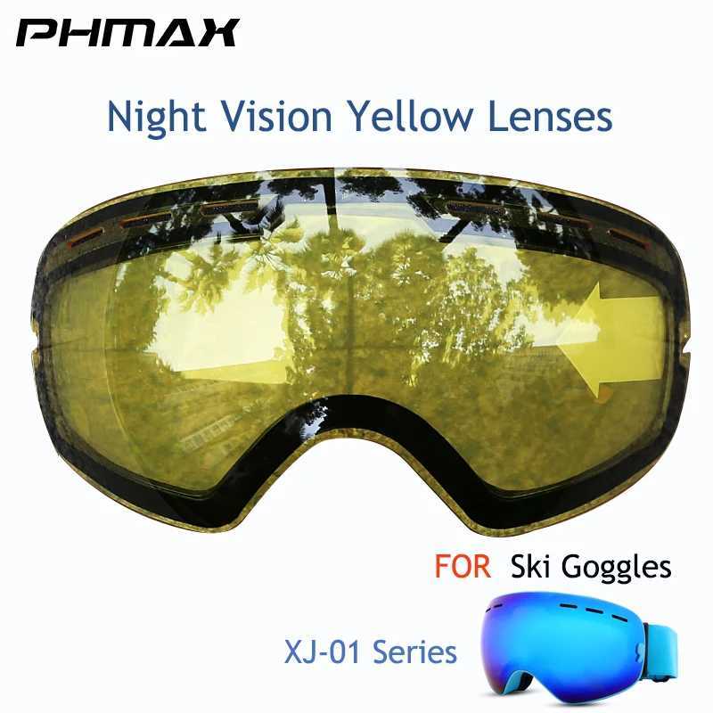 PHMAX ski goggles lens anti fog UV400 protection multi-point lens replacement yellow night vision lens suitable for XJ-01 CL241010