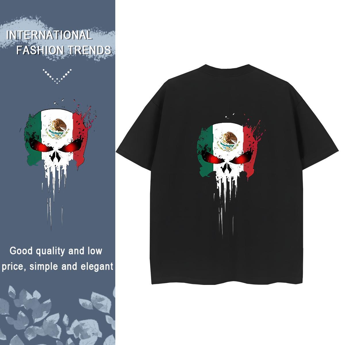 Custom Woman T Shirts 230g Cotton Short Sleeve O-Neck Outdoor skull Women Tees Comfortable Black White Tees Shirts