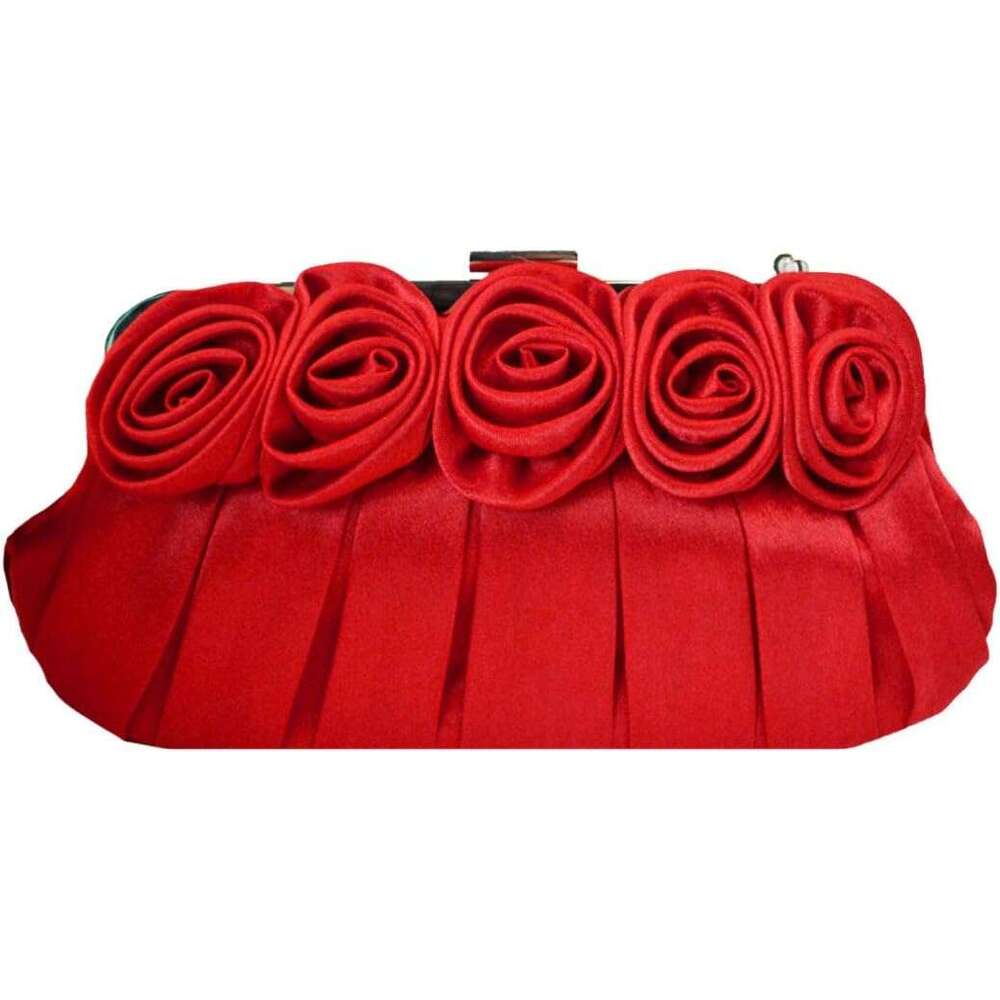 wer Inlaid Silk Evening Bag Shiny Rhie Wedding Clutch Handbag Purse