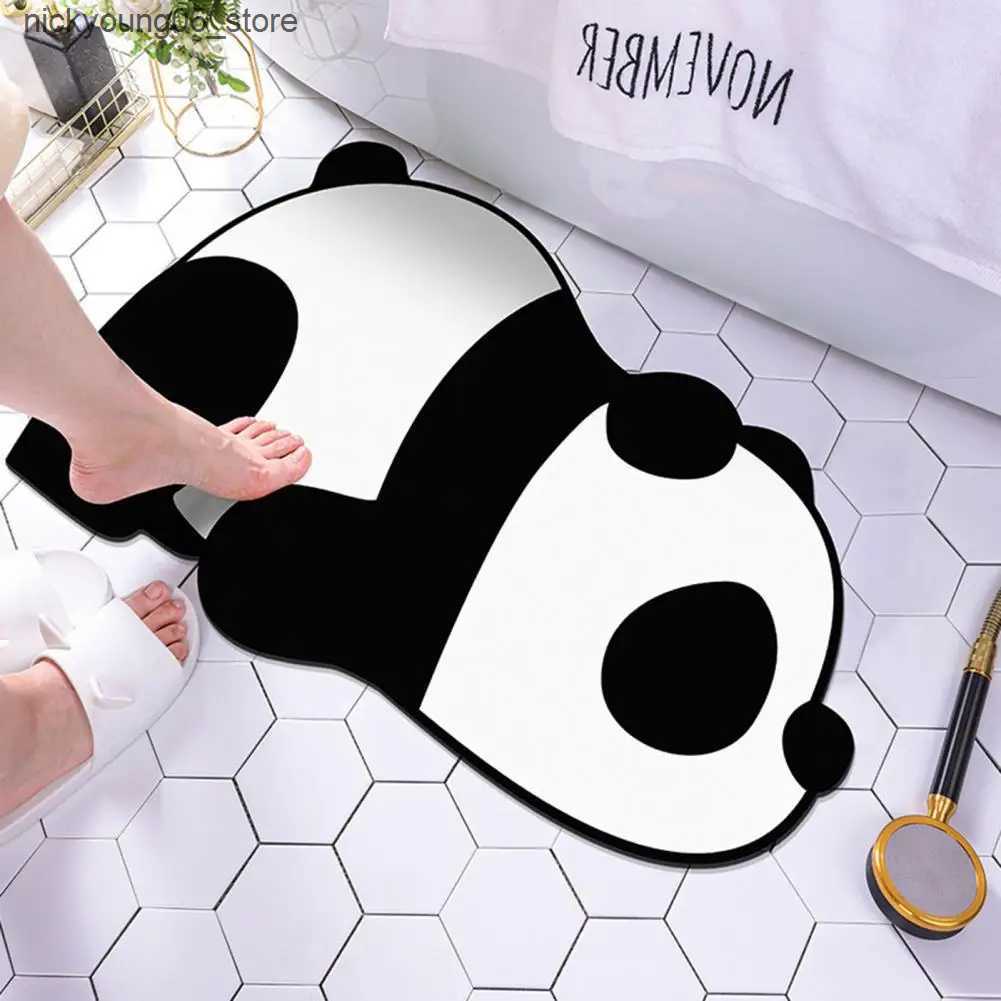 Non-Slip Bath Mats Cute Dog Panda Super Absorbent Bath Mat Non-slip Quick Drying Rubber Cartoon Animal Shower Rug for Home Floor Mats Toilet Carpet L2