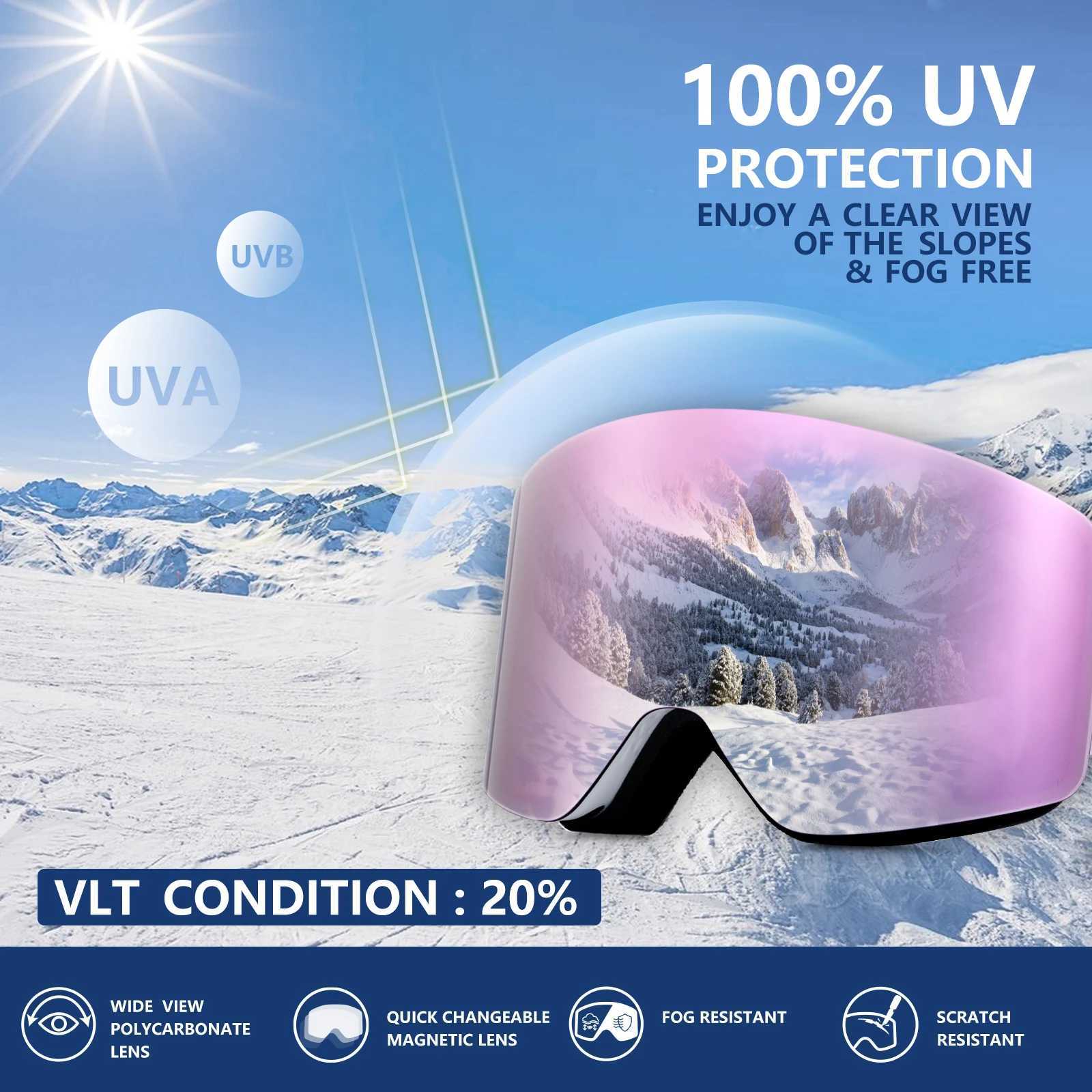 Vozapow professional large ski mask ski goggles double-layer lens anti fog UV400 glasses ski board mens and womens snow goggles CL241010