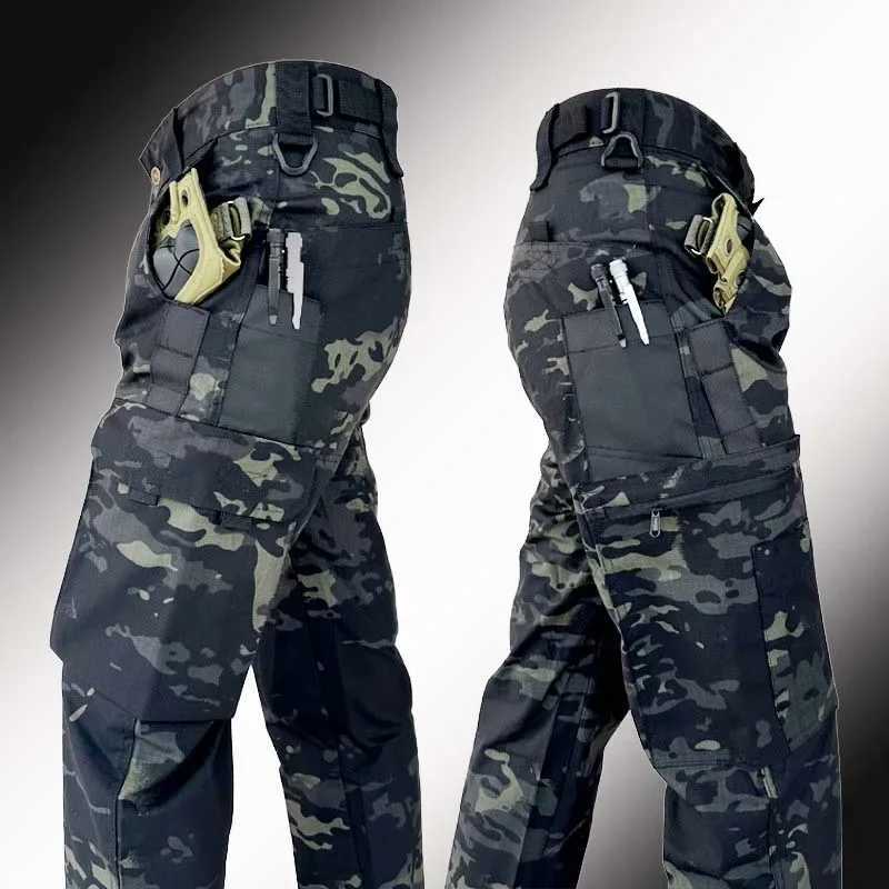 Tactical pants mens clothing waterproof pants mens combat pants multi pocket wear-resistant cargo pants hunting pants W241009