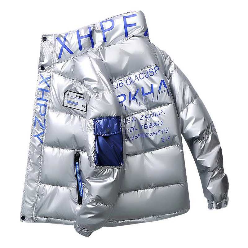 Men's Down Parkas Winter solid color Parka mens thick hooded jacket 2024 new trend warm Harajuku jacket mens casual zipper jacket windproof jacke