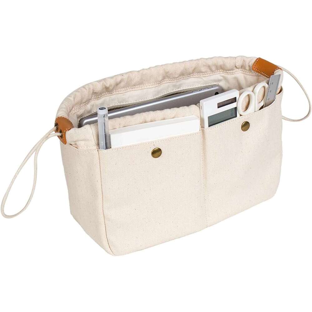 YONBEN Bag Divider Cotton Canvas Tote large Handbag Extra Large Purse Insert Organizer (L)