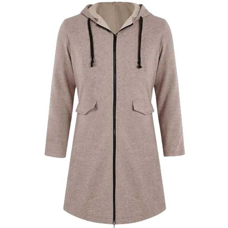 Autumn Winter Mens Hooded Jacket Long Zip Coat with Lining Wool Blends Streetwear Knee Coats Casual Mens Outerwear Clothing LX241010