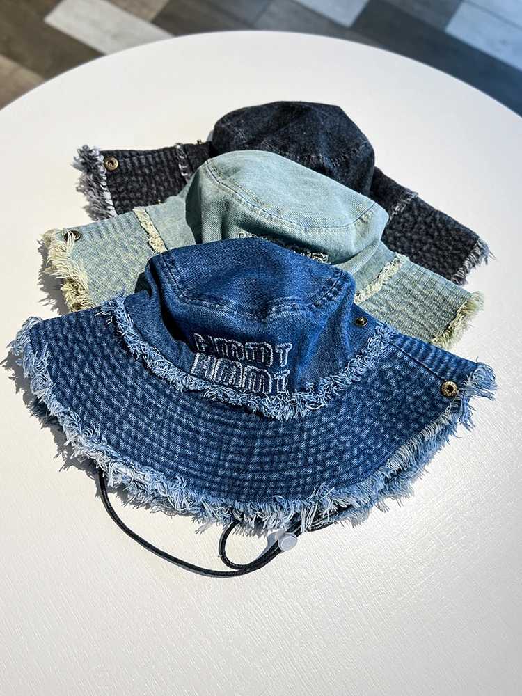 Wide Brim Hats Bucket A worn-out letter washed Jean fisherman hat womens spring summer outdoor sun Alpine mens H241010