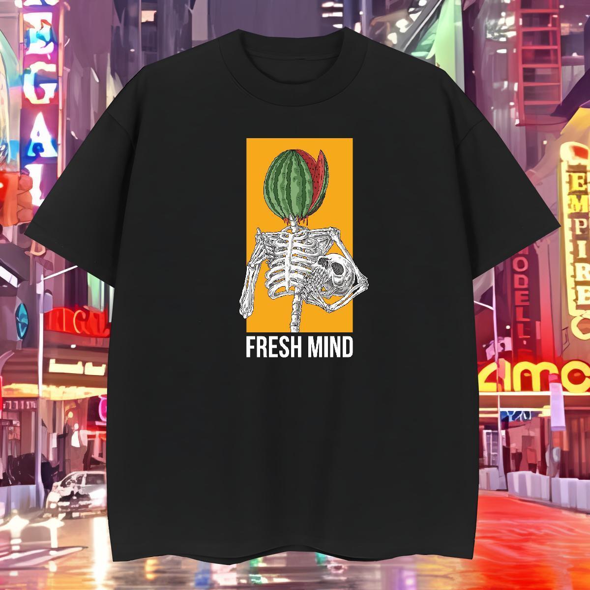 TOP Quality Men T Shirts 230g Cotton skull Daily Outfit Custom Anime Round Neck Short Sleeve Men Tees Brand Clothes