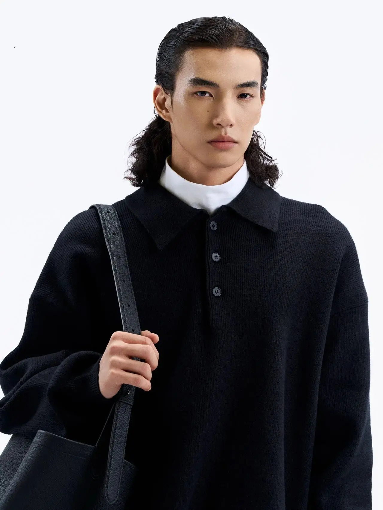 polo shirt men 2024 spring and autumn highgrade mens wear American retro heavy lapel hoodie longsleeved coat 240930