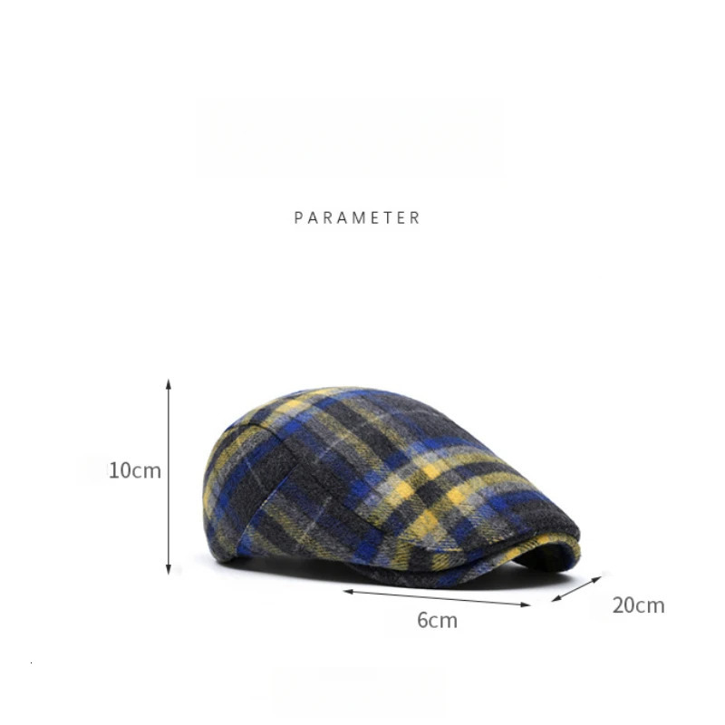 Unisex checkered sboy hat with retro style wool blend beret mens and womens colorful autumn winter accessories 241009