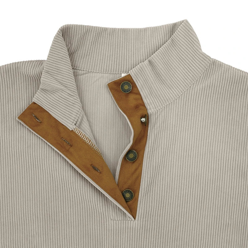 2024 AutumnWinter Mens Outdoor Leisure Button Stand up Neck Loose Corduroy Colored Sports Sweater Trend 240930