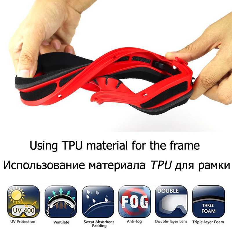 BOLLFO brand ski goggles double-layer UV400 anti fog ski goggles mens ski goggles CL241010