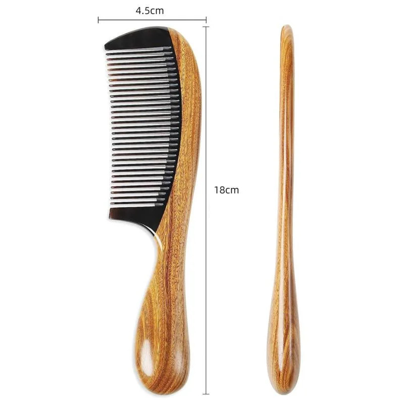 Home>Products>Natural green sandalwood with buffalo horn hair comb anti-static fine and wide teeth hair remover head scalp massage 241009