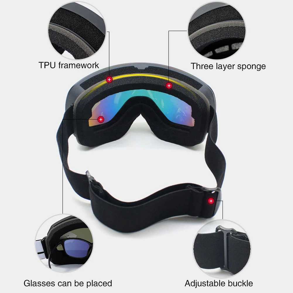 Ski goggles wide field of view anti fog and windproof goggles used for skiing sports CL241010