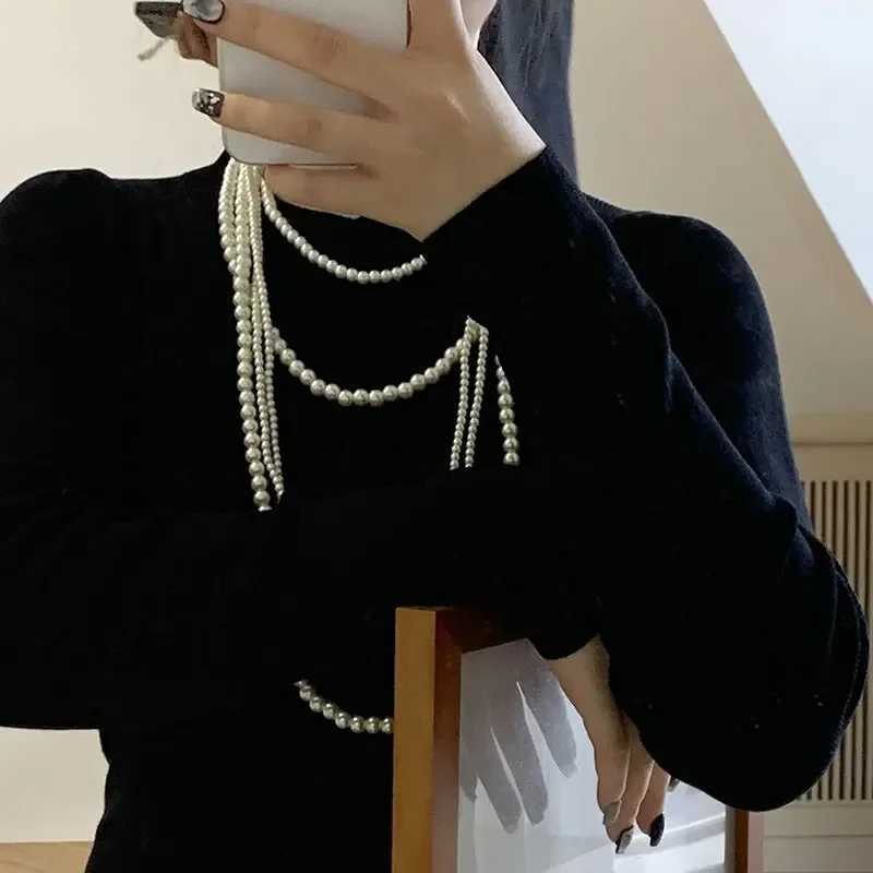 Y2k Imitation Pearl Multi-Layer Womens Necklace Exaggerated Luxury Wedding Party Necklace For Women Fashion Jewelry AccessoriesX241009