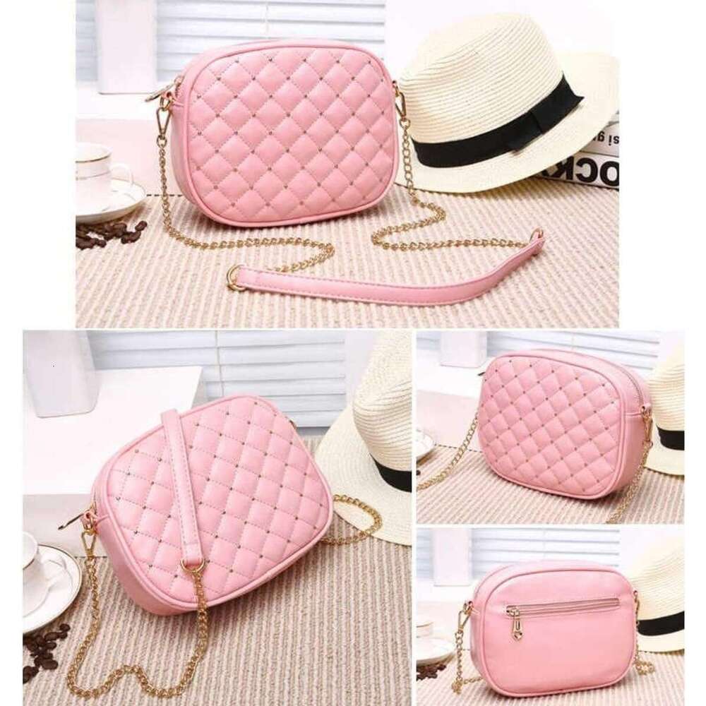 Hanbella Cross body Clutch Purses Women & Teens - Cute Small Quilted Leather Shoulder Bag with Gold Chain for Girls