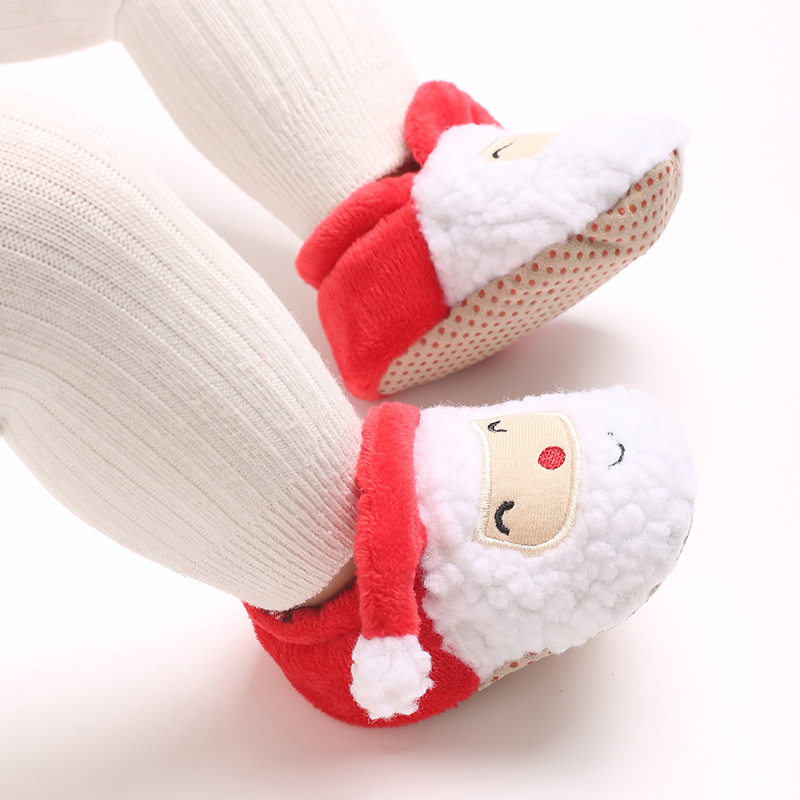Infant Winter Christmas Snow Boots Cute Cartoon Santa Claus children's Shoes For Baby Boys And Girls Christmas Shoes Suitable For 0-18M