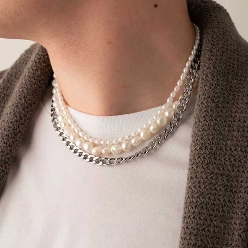 Real 8-9mm Baroque Pearl Necklace Choker Freshwater Pearl Necklace Women Irregular Pearl Necklace Men Pearl JewelryX241009