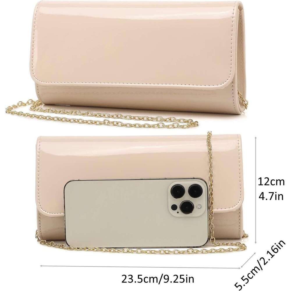 Patent Leather Envelope Clutch Womens Evening Handbag Stylish Shoulder Bag Purse for Christmas Wedding Party Prom