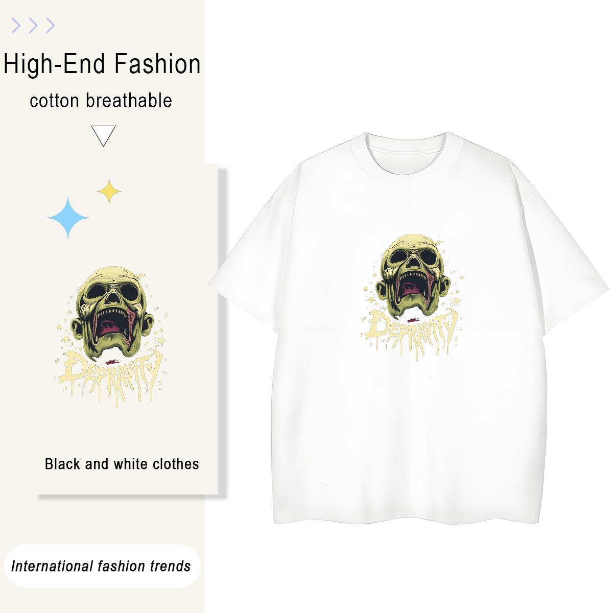 Factory Direct T shirt 230g Cotton Breathable Soft Hip Hop Street skull Couples T Shirts Popular Custom Printed Tops Shirt