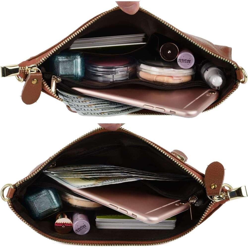 Genuine Leather Wristlet Handbags Clutch Wallet Purse Envelope Style Crossbody Bags for Women