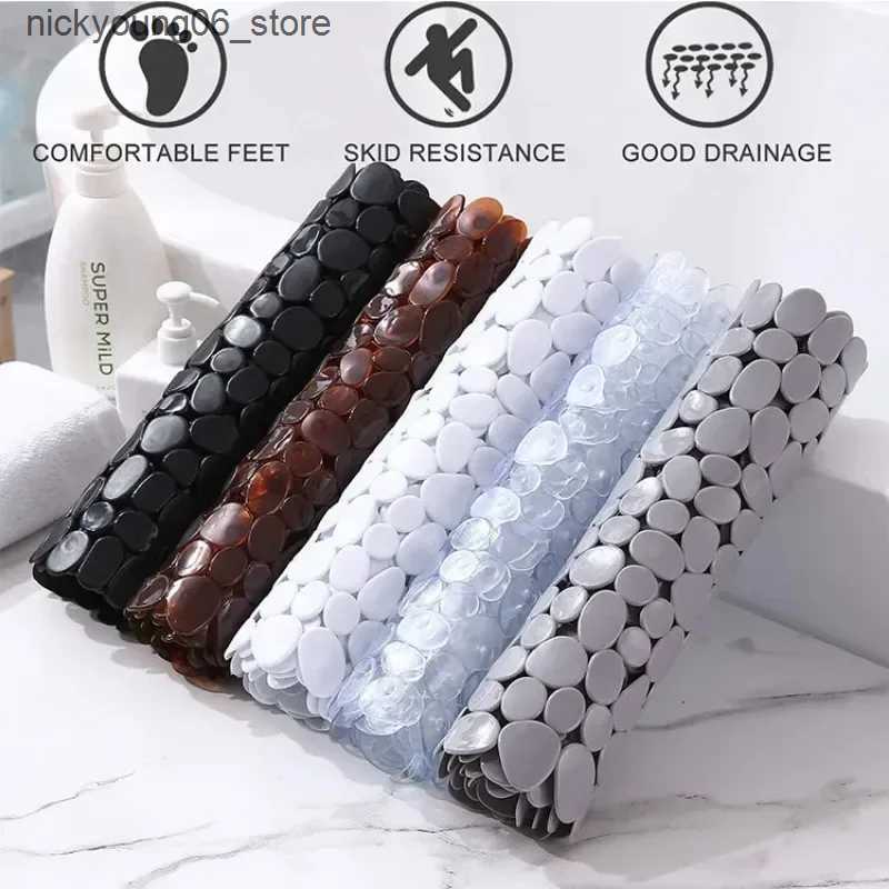 Non-Slip Bath Mats Non-Slip Bath Tub Shower Mats Pebble Shape Machine Washable Bathtub Mat with Drain Holes Suction Cups for Bathroom L240910 L0910