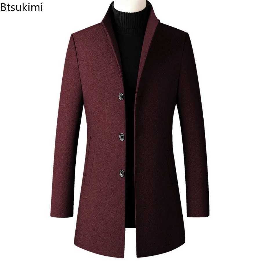 2024 Mens Woolen Coats Autumn Winter High Quality Long Slim Thicken Warm Trench Jackets Business Casual Wool Blends Coats Male LX241010