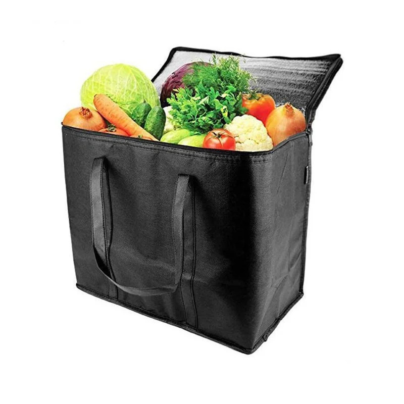 Insulated Lunch Bento Bag Onwoven Large Capacity Thermal Bags Black Reusable Outdoor Picnic Portable Freshkeeping Ice 240925