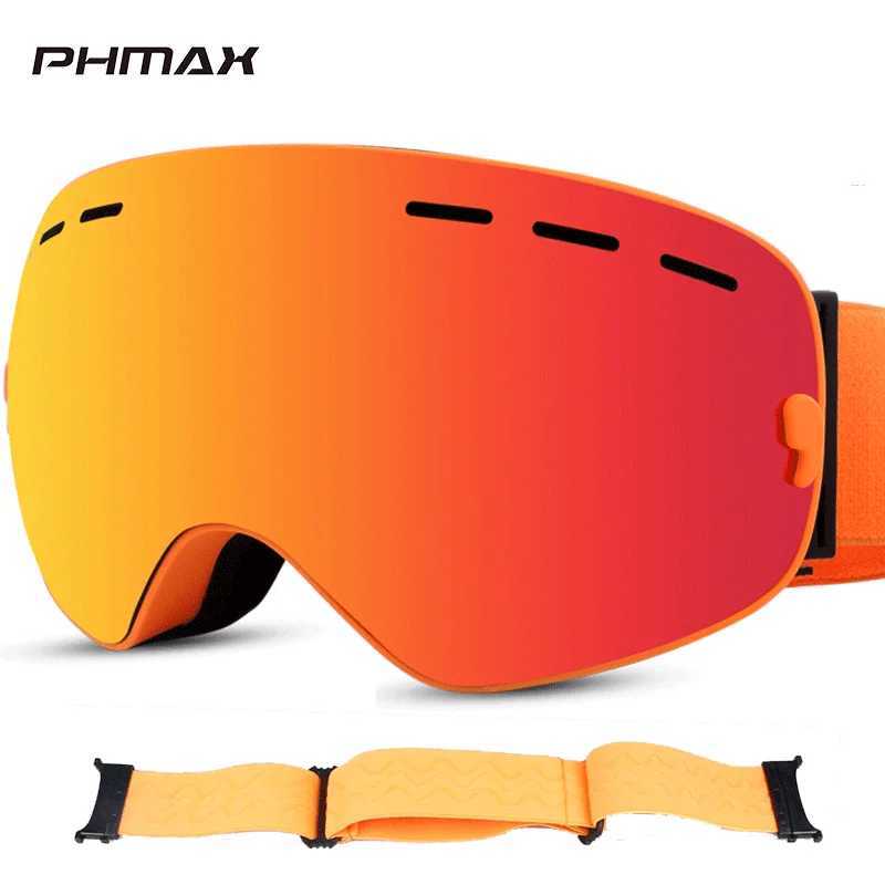 PHMAX brand ski goggles womens outdoor snow goggles with anti slip straps double-layer mens anti fog snow goggles CL241010