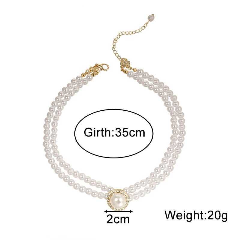 Two-layers Pearl Chokers for Women Luxury Crystal in Middle Double-layers Imitation Pearl Beads Wedding Neck Jewelry collarX241009