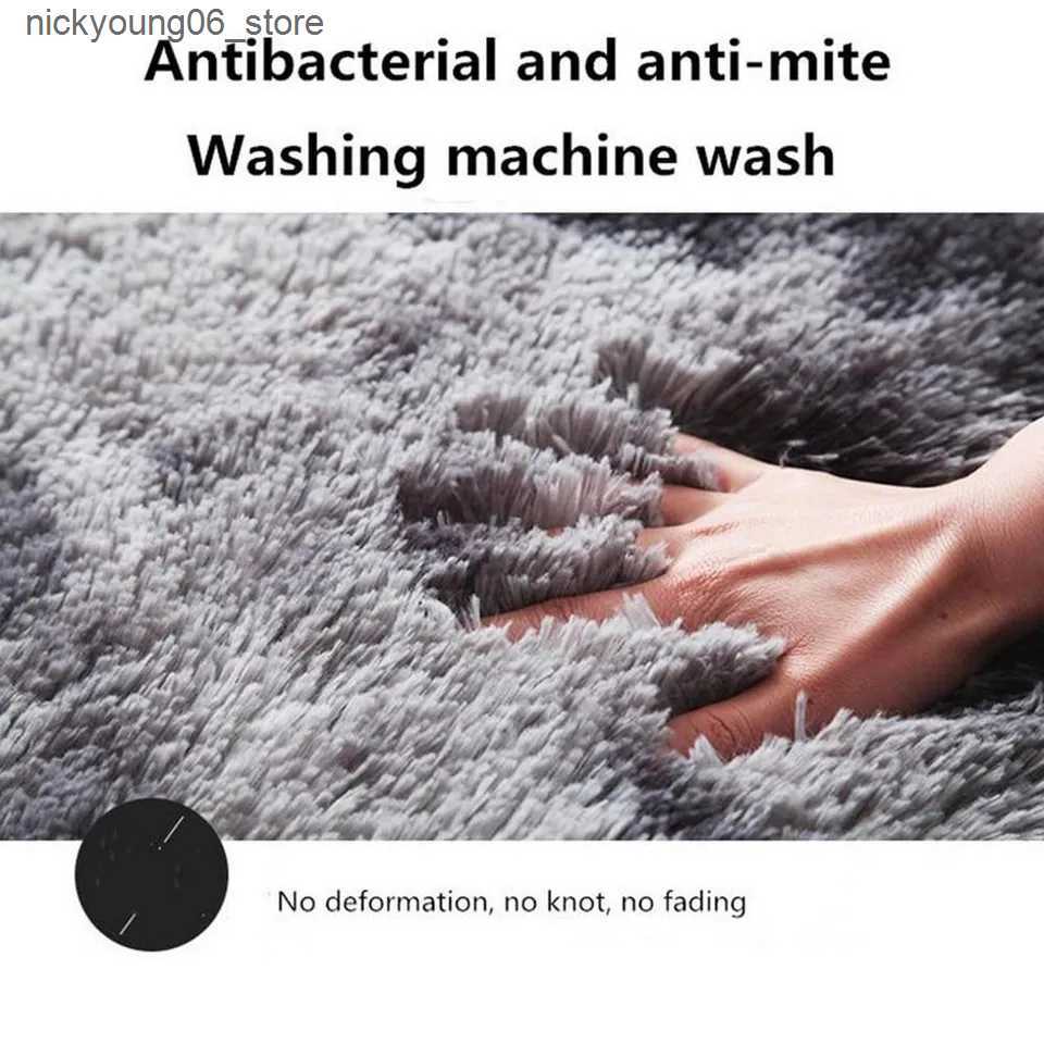 Non-Slip Bath Mats 40/60/80cm Small Round Shaggy Rug Soft Anti-Skid Mat Living Room Bedroom Carpet Home Decor Winter Colorful Tie Dye Print Cover L240