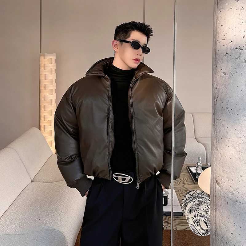 Mens Down Parkas IEFB winter mens cotton clothing ribbed cuffs zipper white duck down jacket loose niche design fashionable 2024 mens apron jacket 9C3