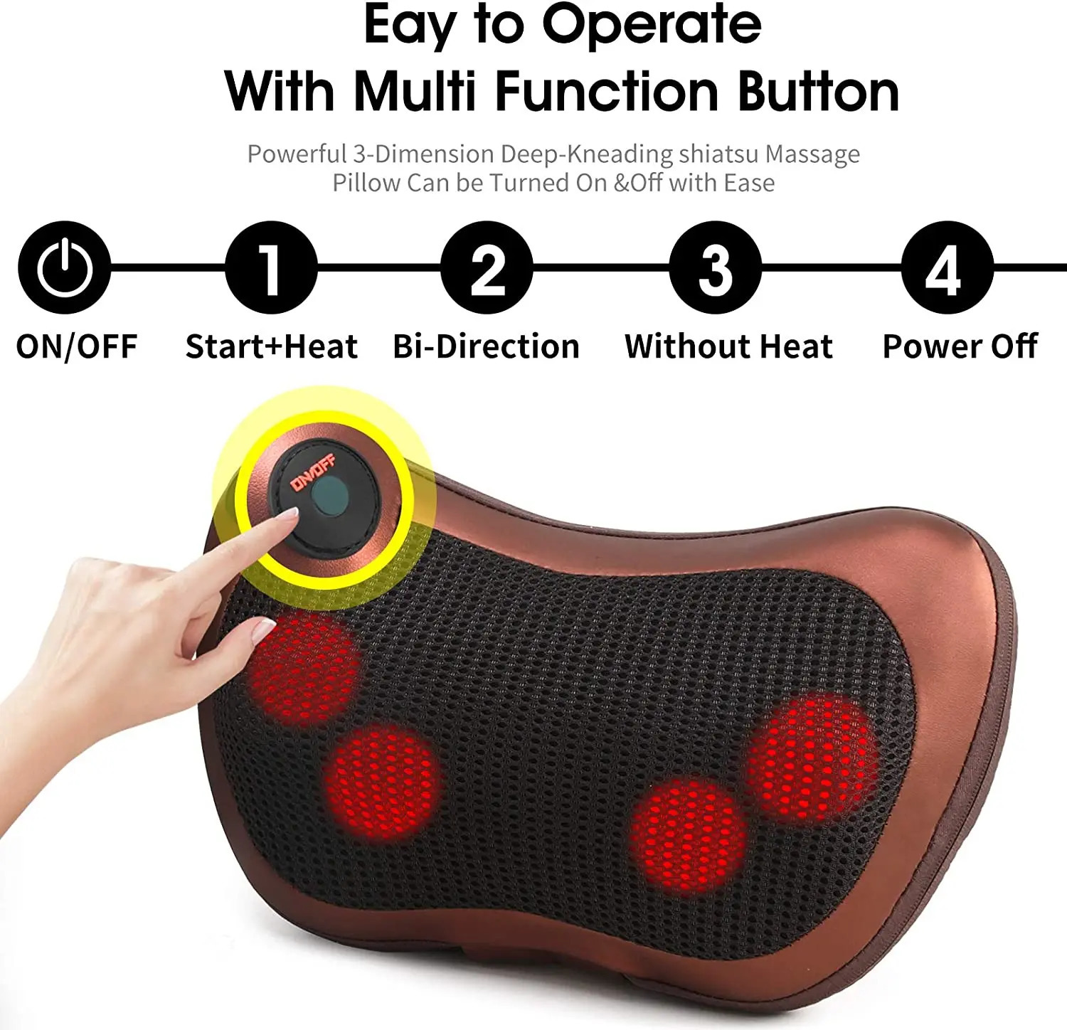 Massage pillow with neck and back massager equipped with neck and shoulder massager and 3D deep tissue kneading massager 241008
