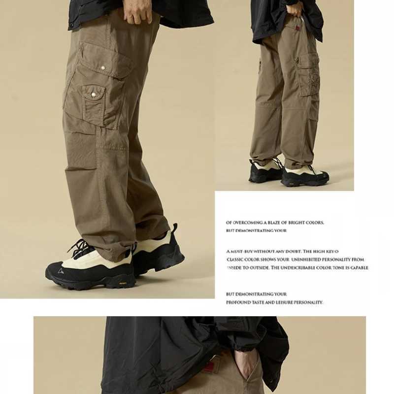 2024 Autumn New Loose Goods Mens Clothing Large Pocket Solid Color Casual Cotton Jogger Street Clothing Mens Clothing JL25171 W241009