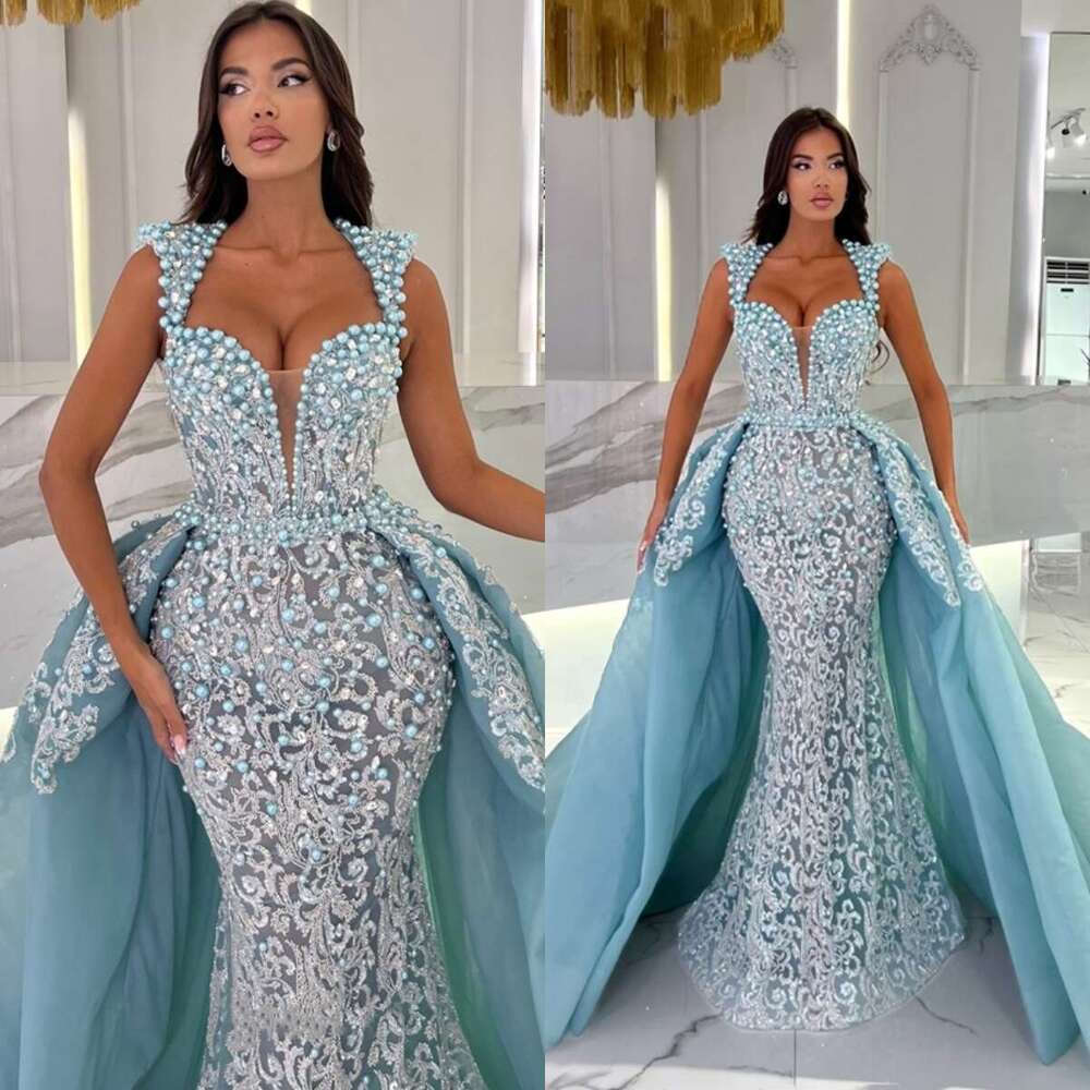 Aso Ebi Crystals Beaded Mermaid Prom Dress Sequined Lace Evening Formal Party Second Reception Dresses Custom Made