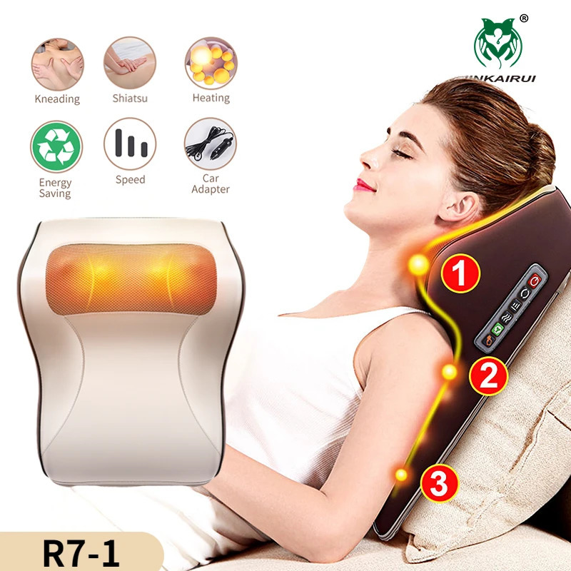 3-in-1 Latest Massage Pillow with Car Family Duel Use Simple Neck Back Shoulder Waist Body Massager Gift to Relieve Pain EU Plug 241008