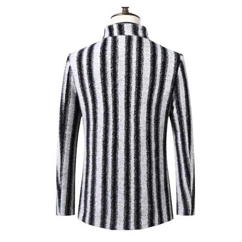 Woolen Men stripe Coat Autumn and Winter New Style Wool Overcoat Male Mid-length Business Casual WEAR Coats Men Plus size S-4XL LX241010
