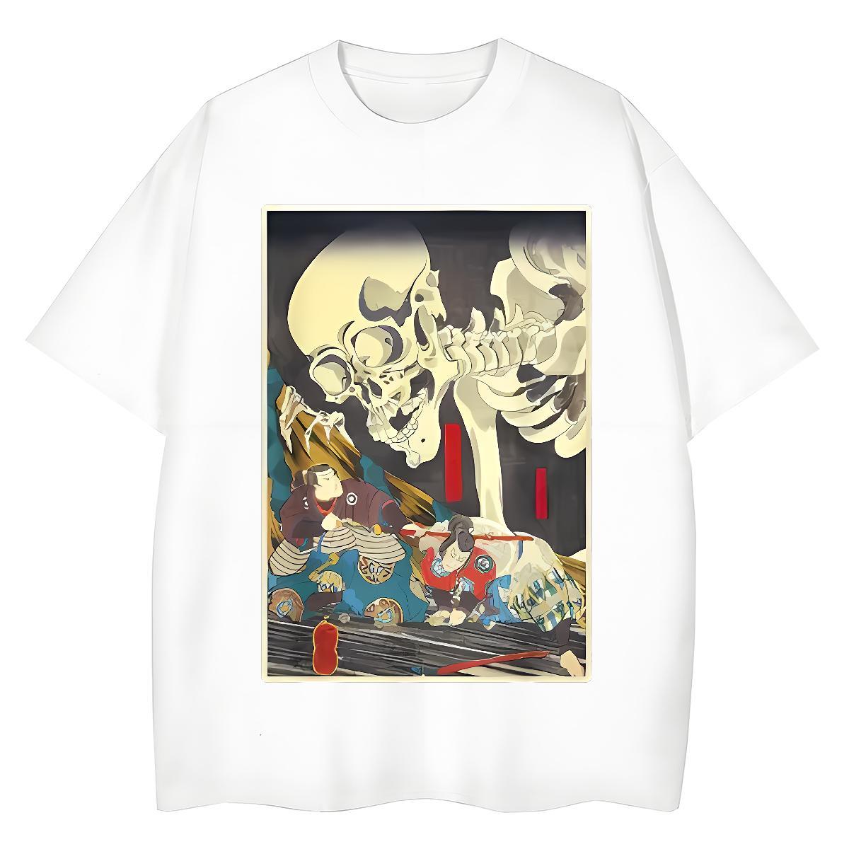 Fashion Casual Women T Shirts 230g 100% Cotton O Neck Short Sleeves High Street Hip Hop terror Womens Tshirts Unisex Anime Print Tees Shirts