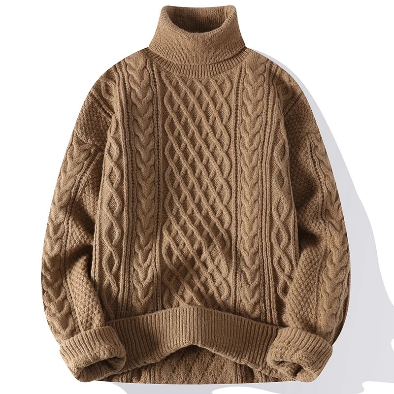 High quality mens turtle neck sweater solid color knitted sweater mens casual knitted sweater winter warm knitted sweater 241007